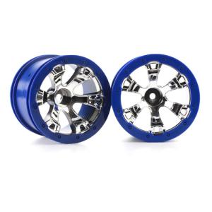 AX7273 Wheels, Geode 2.2인치(chrome, blue beadlock style) (12mm hex) (2)