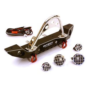 Realistic Alloy Machined Scale Front Bumper w/LED Lights for Axial 1/10 SCX10 II C27656BLACK