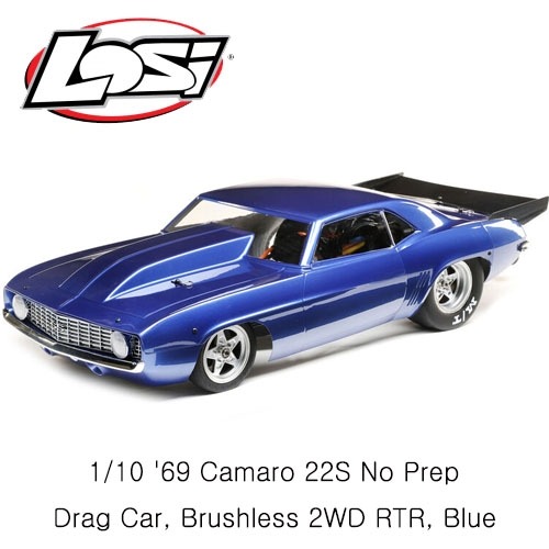 LOS03035T2 1/10 69 Camaro 22S No Prep Drag Car, Brushless 2WD RTR, Blue
