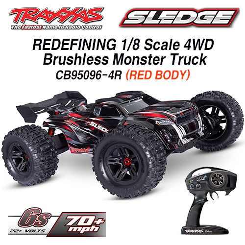 CB995096-4R Traxxas 1/8 Scale 4WD Brushless RTR Monster Truck (RED BODY)